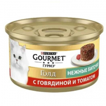 Корм для кошек Гурмет голд нежные биточки говядина томат 85 г