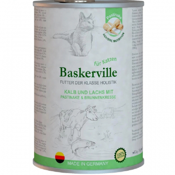 Корм для котов взрослых консервы Baskerville Телятина и лосось 400 г
