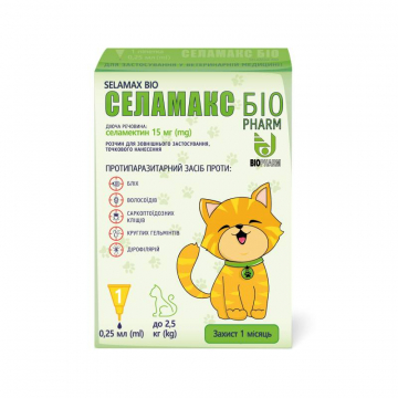 Селамакс Био капли котам до 2,5кг 0,25 мл №1 Биофарма