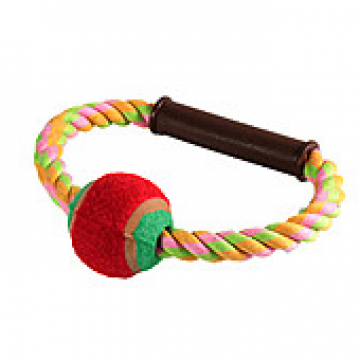 Іграшка для собак Канат-грейфер з петлею і пластиковою ручкою з тенісним м'ячем 29 см FOX XJ0105