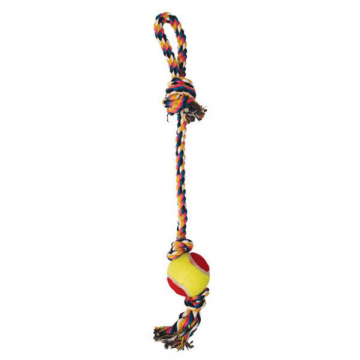 Іграшка для собак Канат-грейфер для кидання з тенісним м'ячем 50 см FOX XJ0144